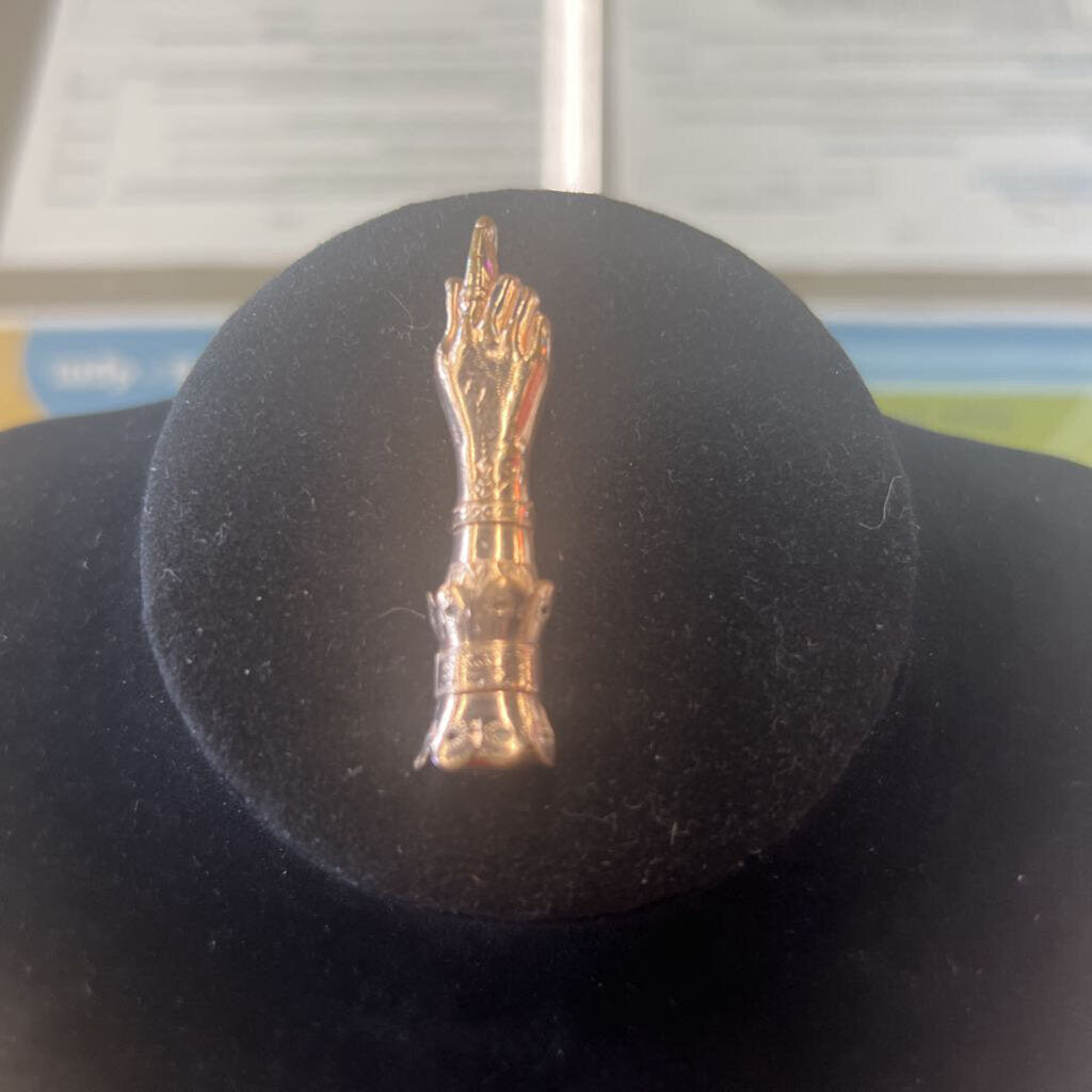 "The Finger" Gold Plated Brooch