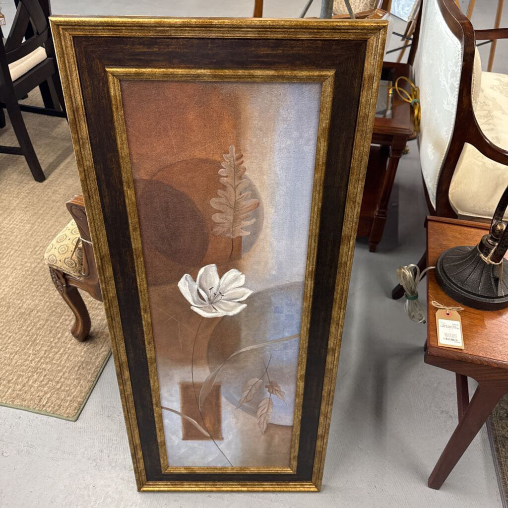 Art Print - White Tulip - Soft Blue Brown Backdrop