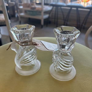 Vintage Swan Crystal Candleholder Set