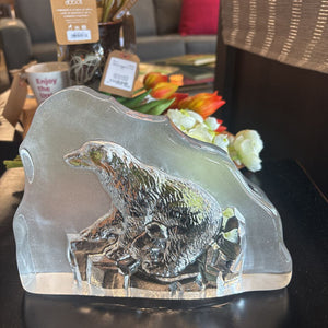 Large Glass Polar Bear Sculpture