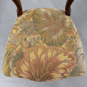 Balloon Back Walnut Chair w Sage Floral Fabric