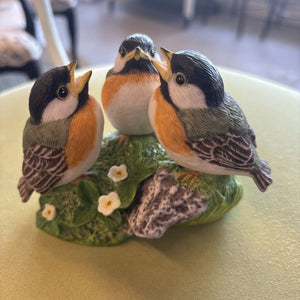 Peter Barrett's Set of Three Franklin Mint Porcelain Chickadees