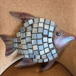 Metal Mosaic Flat Fish Inlaid Stone Tiles