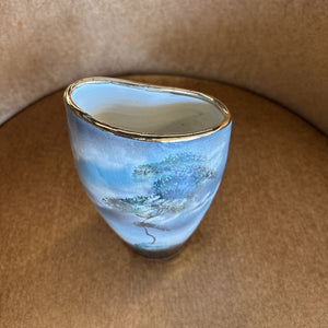Handpainted Vase from Italy w Gold Rim