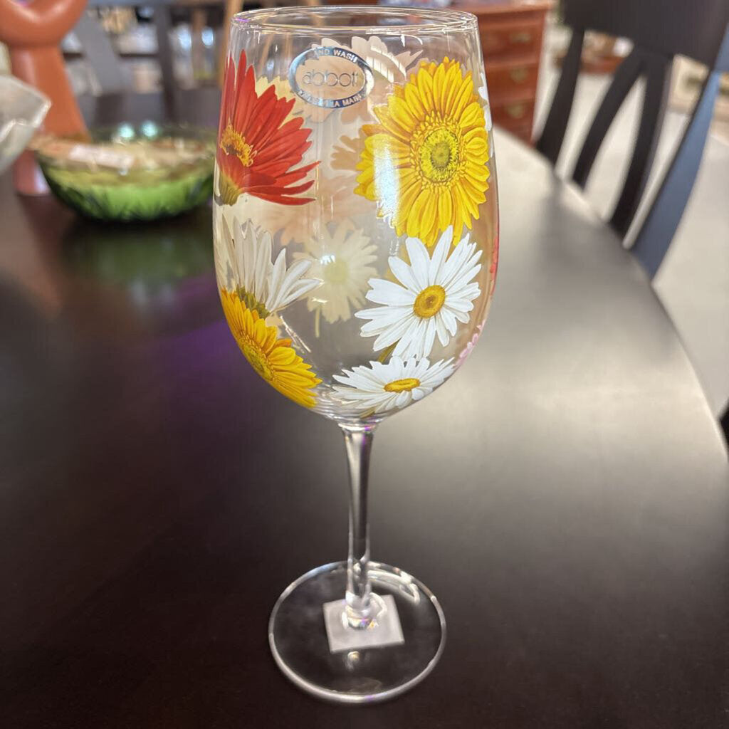 Gerbera Daisy Wine Glass - 9.5H - (Abbott)