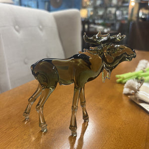 Murano Glass Moose Sculpture -Transparent Green Colour