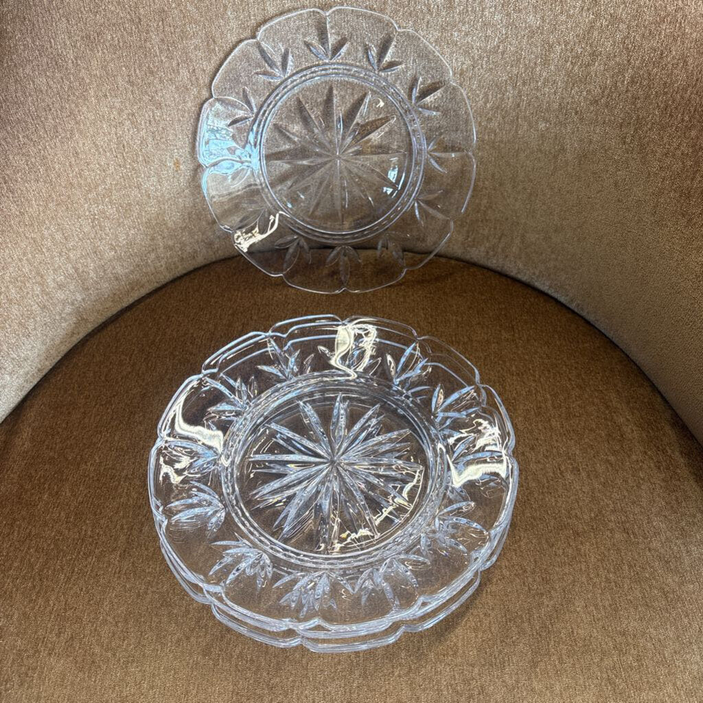 Set of 4 Cut Crystal Dessert Plates