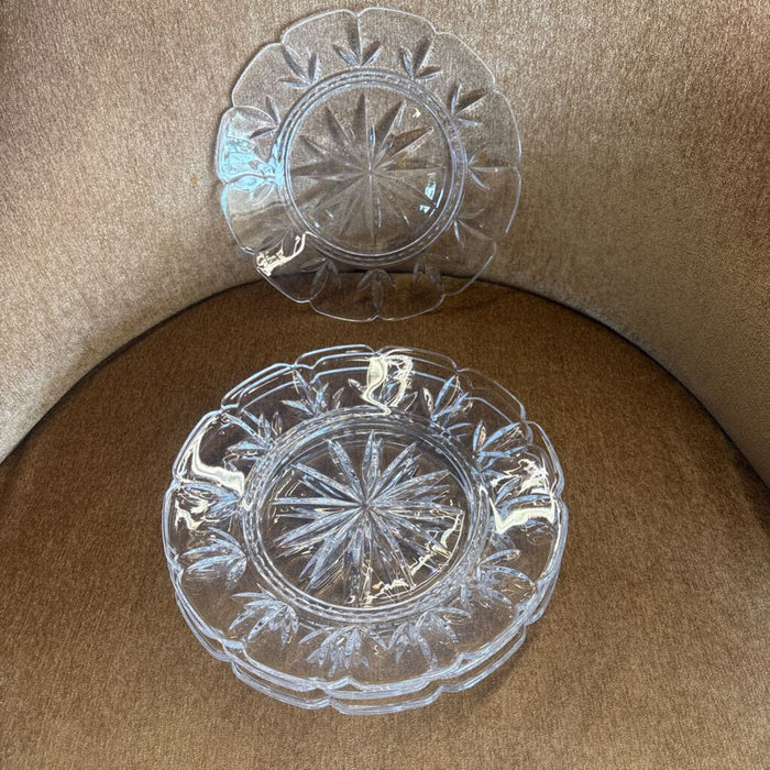 Set of 4 Cut Crystal Dessert Plates