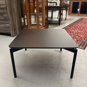 Black Wood Look Low Side Table w Black Metal Legs
