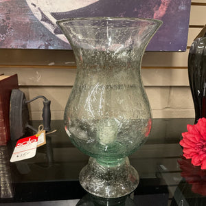 Heavy Mexican Glass Hurricane Vase with Candle Holder