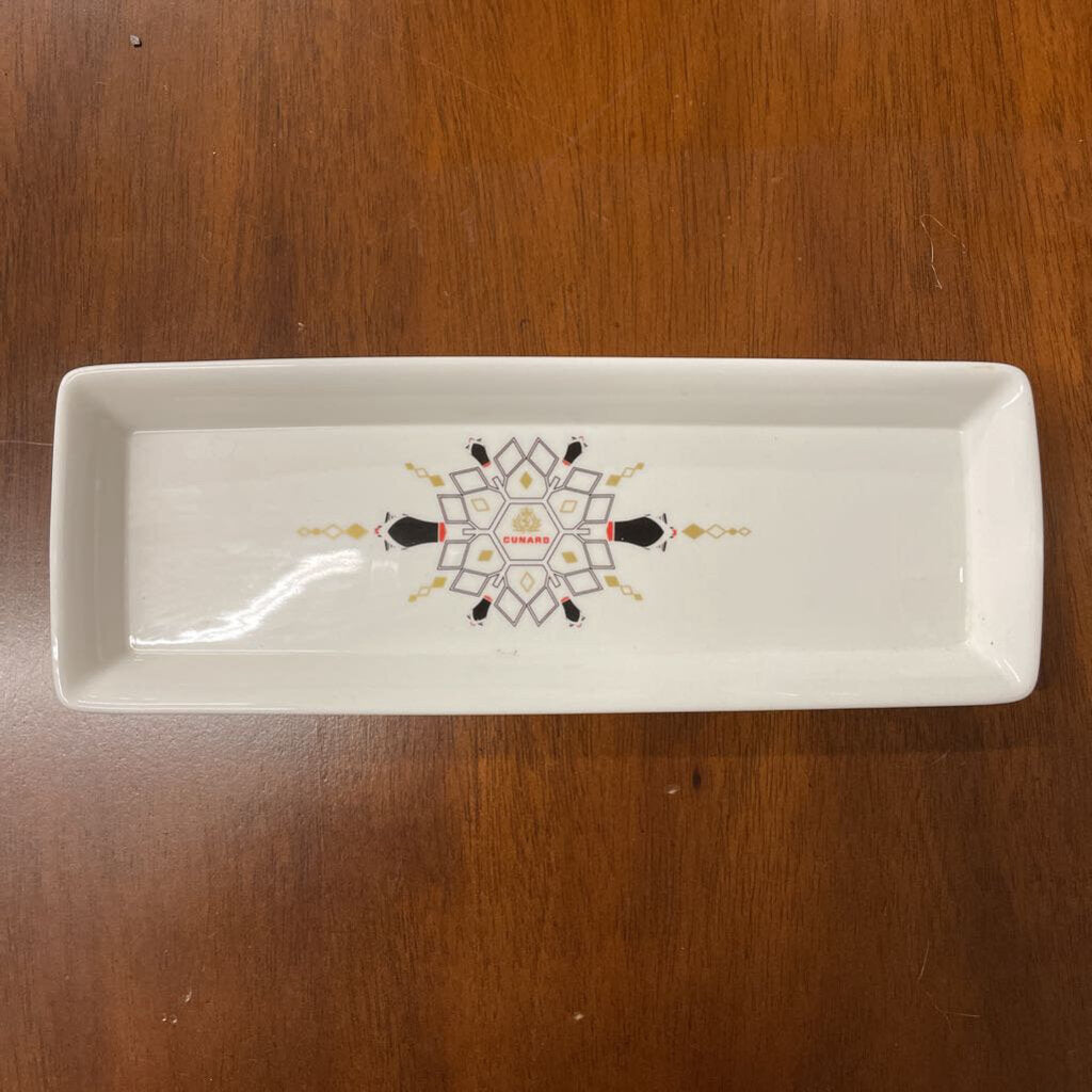 Wedgewood Cunard China Trinket Dish - Black & Gold Stamp