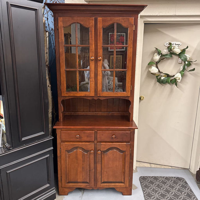 Dark Cherry Stained Solid Wood Hutch