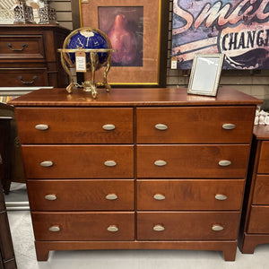 Cherry Stained 8 Drawer Low Dresser