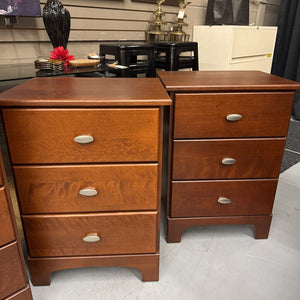 Cherry Stained Bedside Table - 3 Drawers
