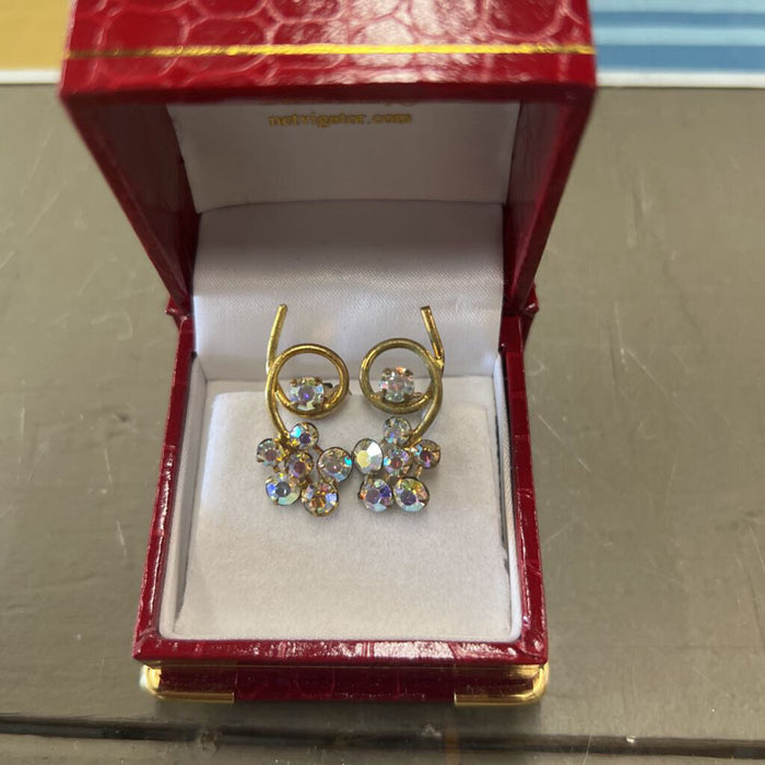 Vintage Rhinestone Clip On Earrings