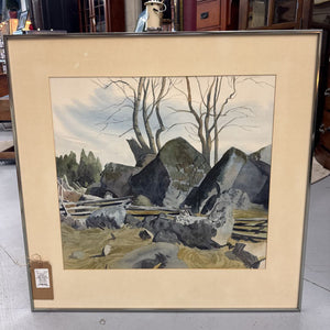 Rocks & Trees - Original Watercolour by CDN. WILLIAM SCOBIE HOUSTOUN