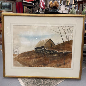Barn in Autumn - Original Watercolour by CDN. DUNLOP