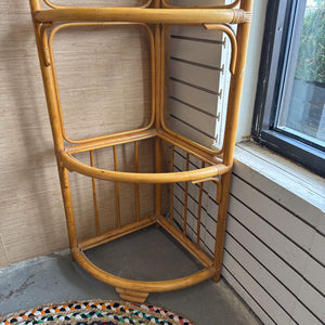 Bamboo Corner Stand w 4 Glass Shelves