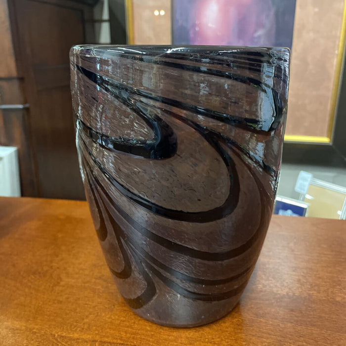 Brown Swirl Glass Blown Vase