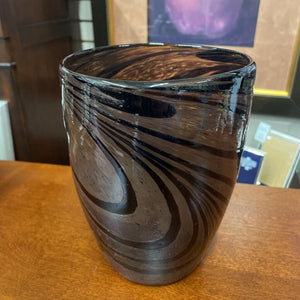 Brown Swirl Glass Blown Vase