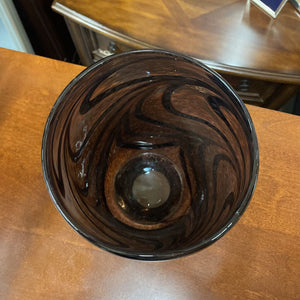 Brown Swirl Glass Blown Vase