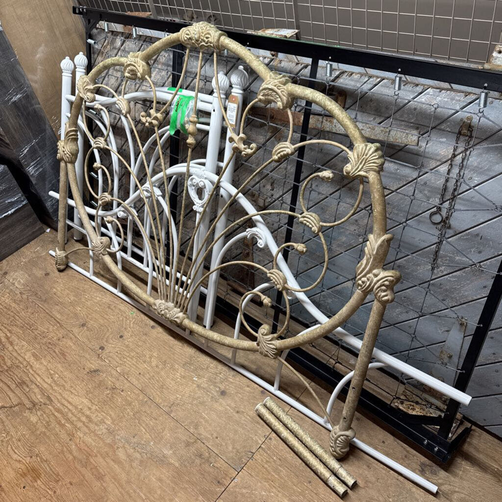 DOUBLE Cream Wrought Iron Antique Headboard