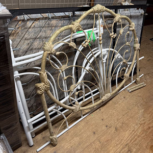 DOUBLE Cream Wrought Iron Antique Headboard
