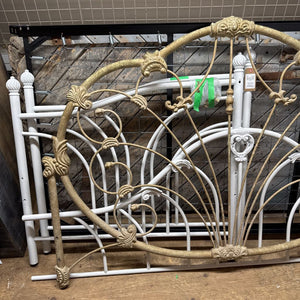 DOUBLE Cream Wrought Iron Antique Headboard