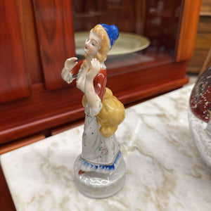 Porcelain Figurine - Lady in Blue Hat - Made in Occupied Japan