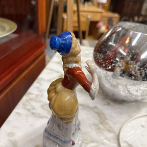 Porcelain Figurine - Lady in Blue Hat - Made in Occupied Japan