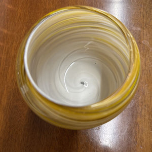 Yellow & Gold Swirl Round Low Vase