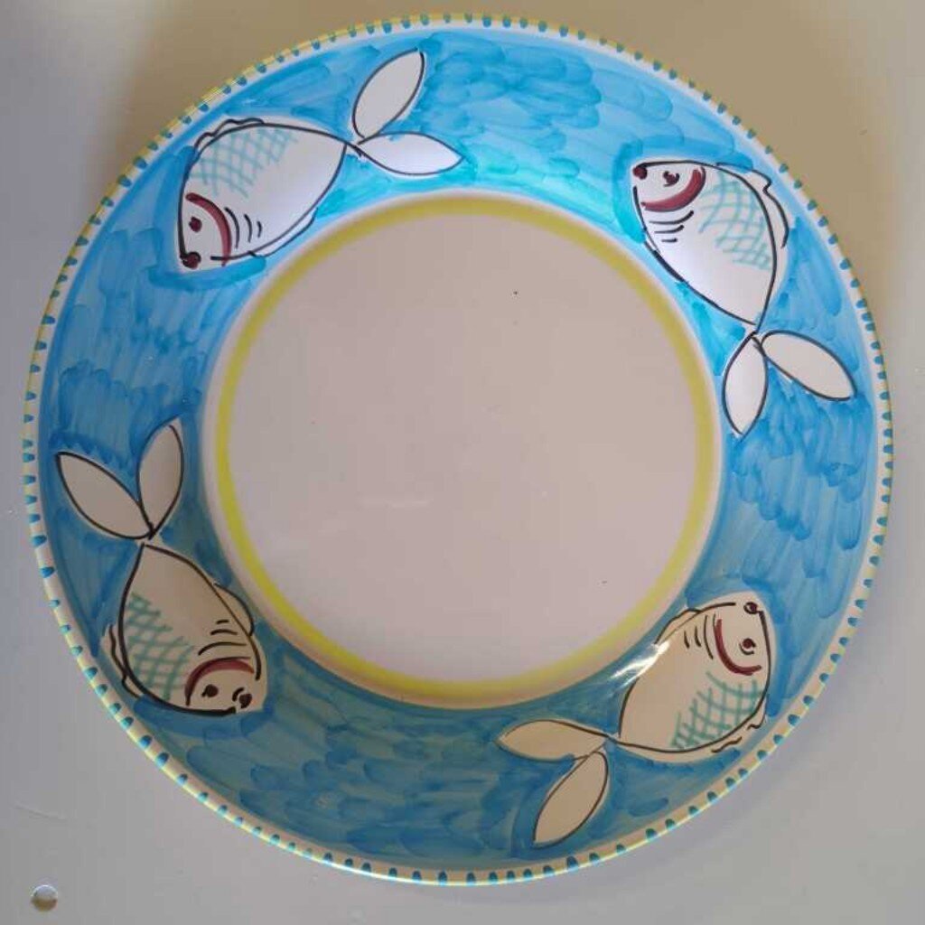 Serving Plate - Fish - Yellow & Blue - Made in Italy