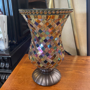 Rust Mosaic Hurricane Candle Holder