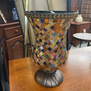 Rust Mosaic Hurricane Candle Holder