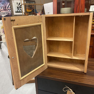 Raw Maple Vanity/Jam Cupboard w Heart Front