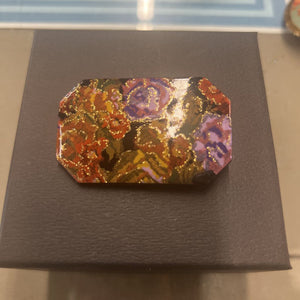 Vintage Floral Brooch w Black & Gold Background