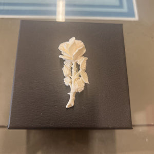 Vintage Carved Resin Rose Brooch