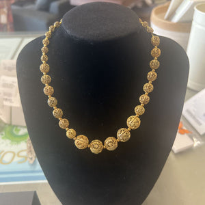 Vintage Art Deco Handmade Portuguese Filigree Gilt Beaded Necklace