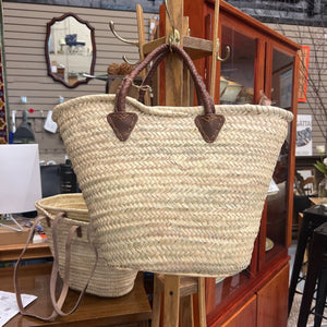 Provence Straw Market Bag - NO Trim - Classic Short Leather Handles