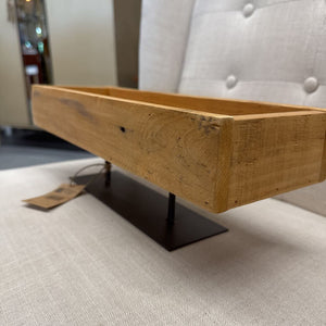 Rectangular Wood Tray on Metal Stand