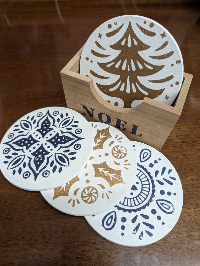 Coaster Set, Noel, Handpainted