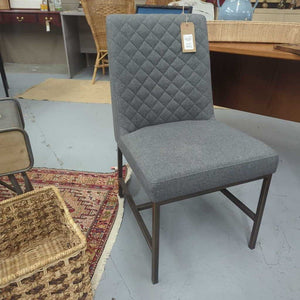 Sunpan Leighland Dining Chair Grey Fabric on Metal Frame