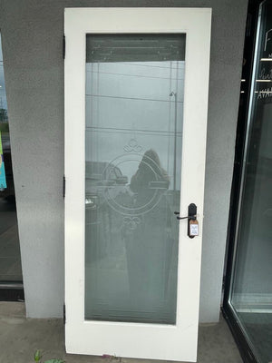 Vintage White Door w Etched Glass Insert