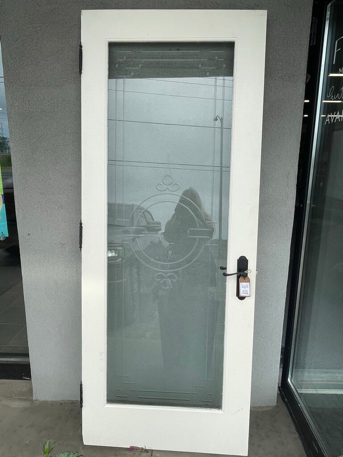 Vintage White Door w Etched Glass Insert