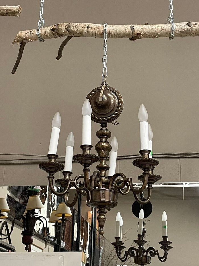 Solid Brass Colonial Style Chandelier - 6 Lights Adjust