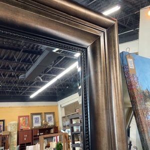 Standing Floor Mirror (Large) w Silver & Black Wide Frame