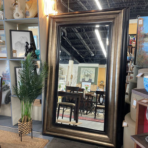 Standing Floor Mirror (Large) w Silver & Black Wide Frame