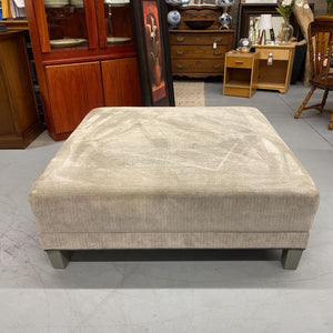 Large Square Ottoman w Soft Grey Chenille Fabric