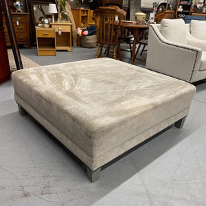 Large Square Ottoman w Soft Grey Chenille Fabric