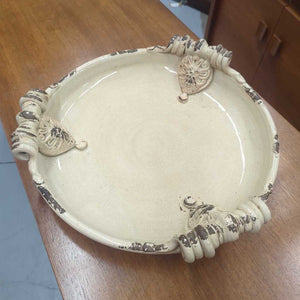 Rustic Ceramic Bird Bath/Bowl- Mushroom Colour